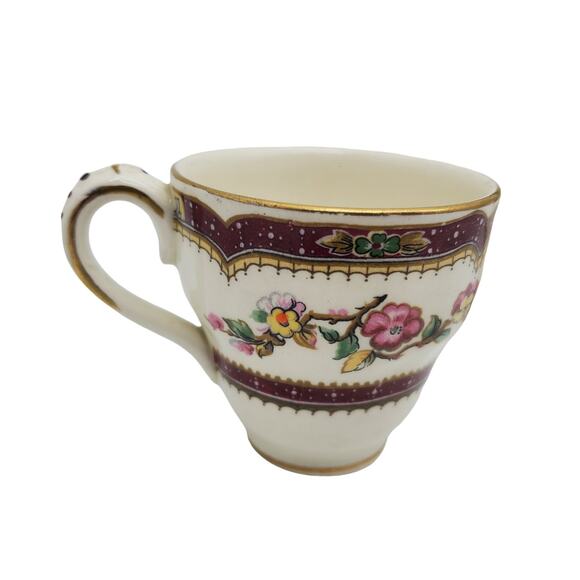 Grindley Demitasse Cup Saucer English China Vintage Floral Pink Red Pattern - Picture 14 of 14